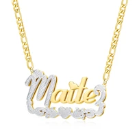 nokmit goldsilver double layer stainless steel custom nameplate necklace customized name necklaces personalized name necklace