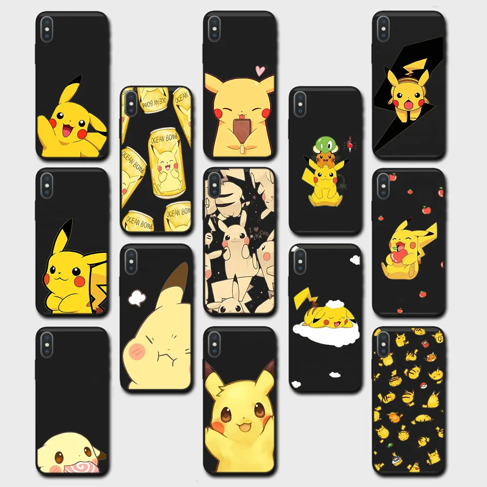 

Pikachu Black Hollow Out Case for OPPO A15 A15S A16 A16S A17 A35 A54 A54S A56 A57 A73 A74 A76 A77 Soft Casing