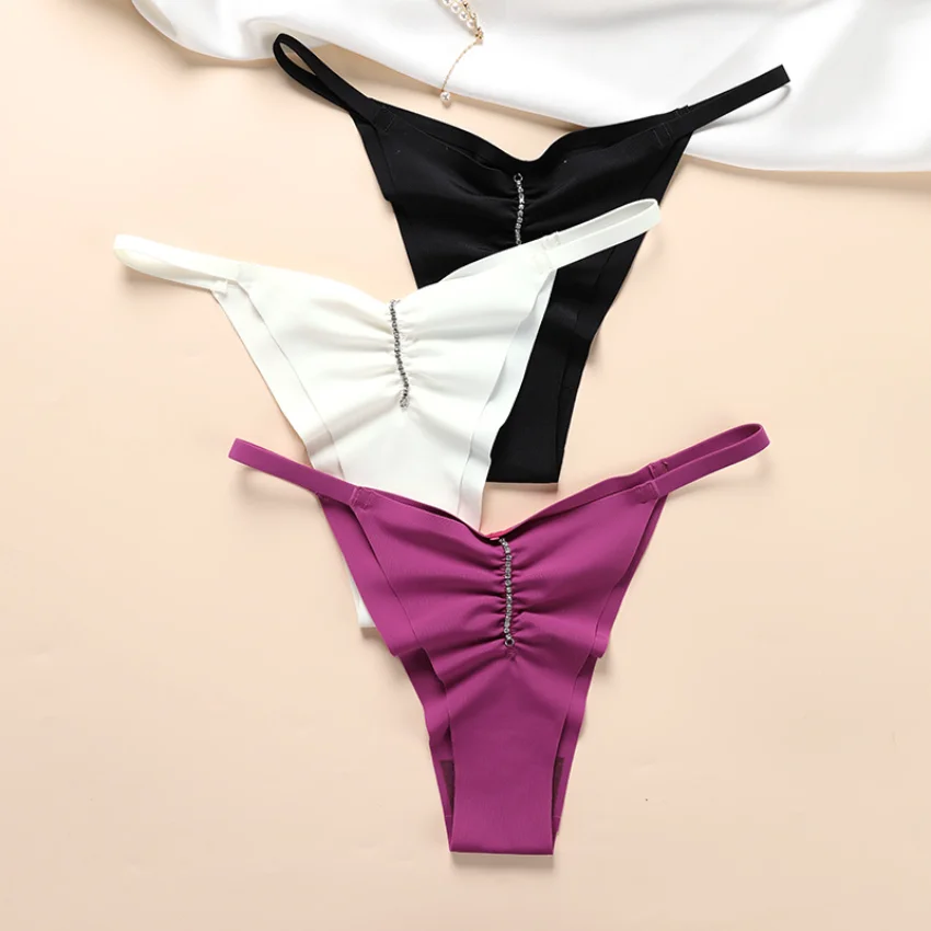 

Sexy underwear for women, pure cotton, sexy oversized pleated ice silk, breathable, and low waisted women's briefs lingerie