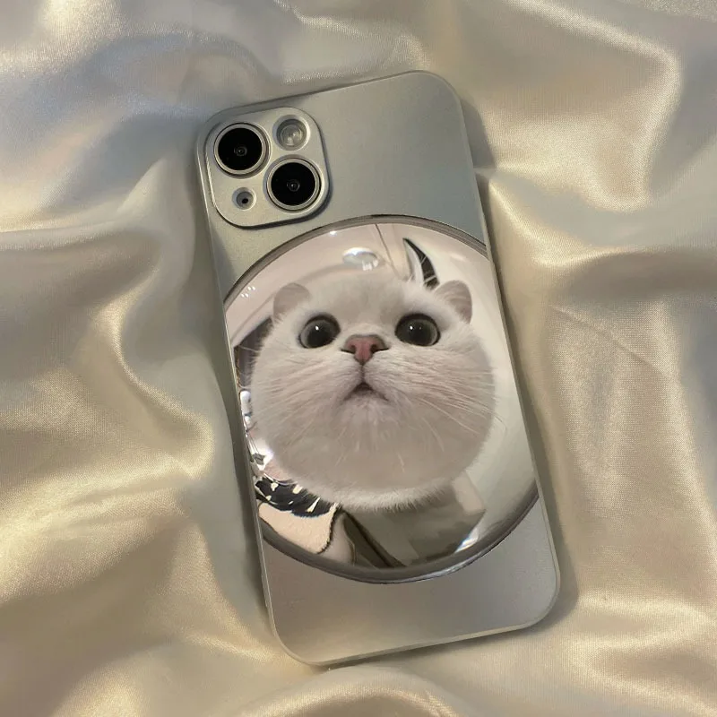 

Cute Cat Eyes Cat Phone Case New Silver Creative Protective Case with Advanced Sense
