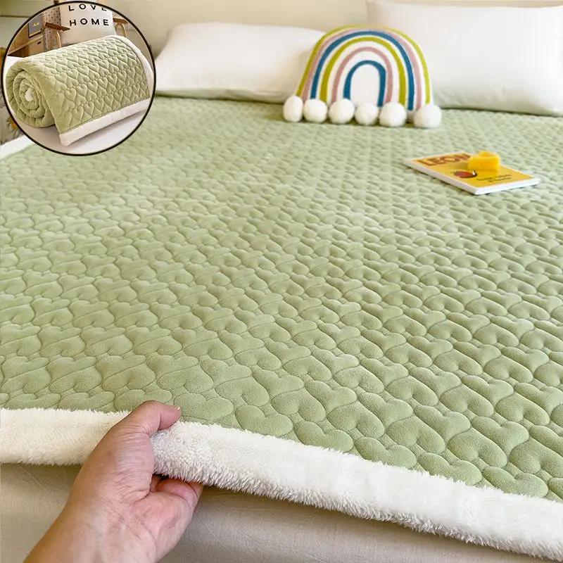 Зимний мягкий матрас с молочным бархатным покрытием двойное покрывало роскошная