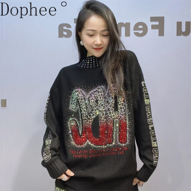 Блестящие женские свитера с полувысоким воротником модный осенне-зимний пуловер