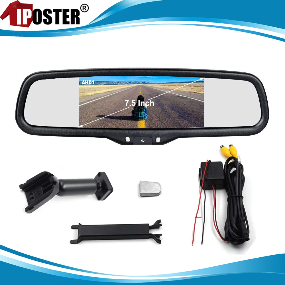 

iPoster 7,5 "IPS автомобильный монитор зеркало заднего вида AHD 1080P 2-канальный видеовход со специальным монтажным кронштейном держатель интерьер автомобиля