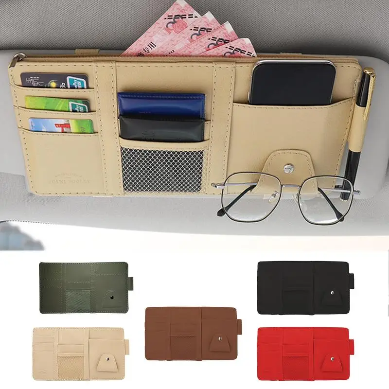 

Multi-Function Sun Visor Organizer In-car Glasses Clip Registration And Document Holder Personal Belonging Storage Pouch