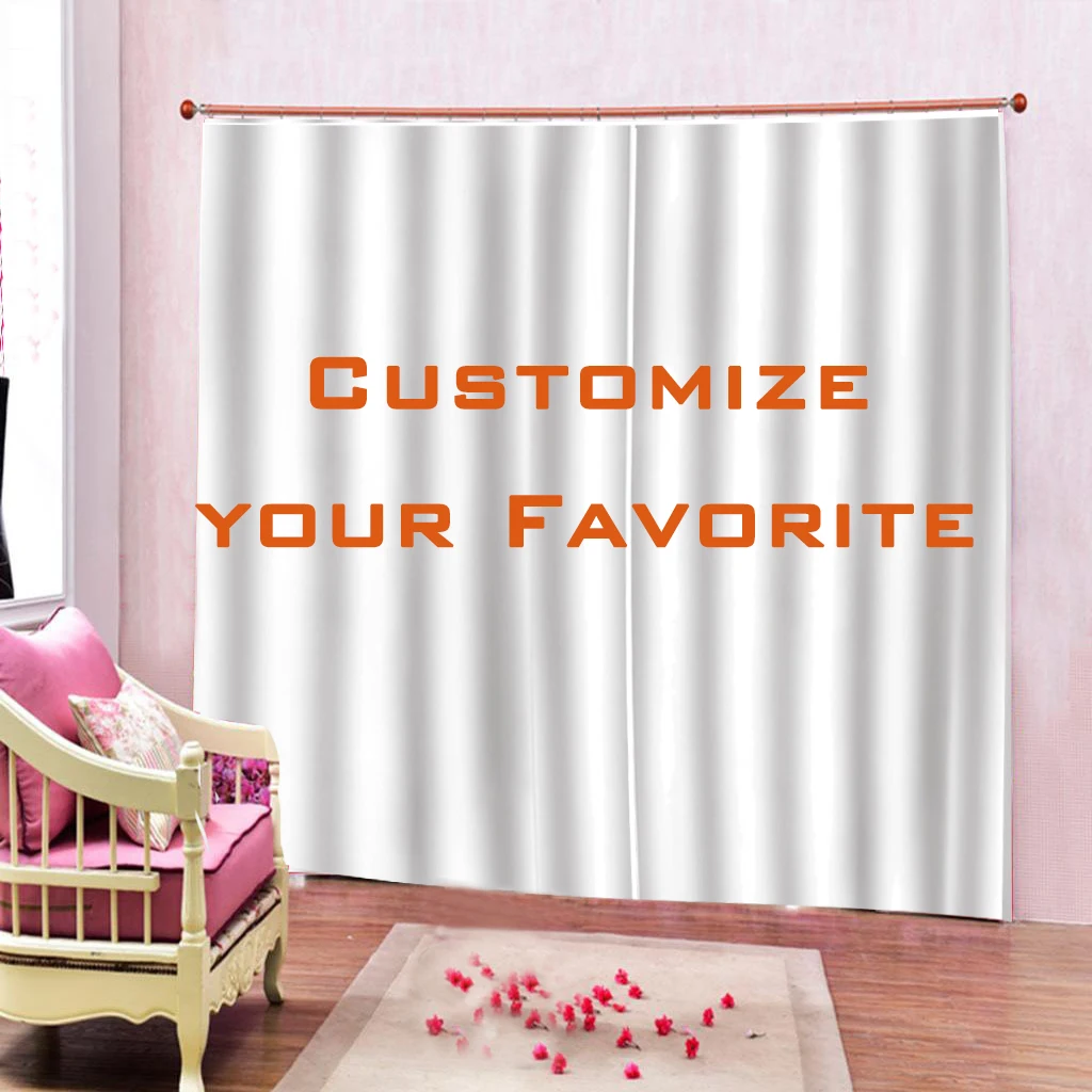 

Custom Windows Curtains for Living Room Bedroom Decor Luxury Curtain POD Customized LOGO Photo Home Decor with Hooks 1 Panels