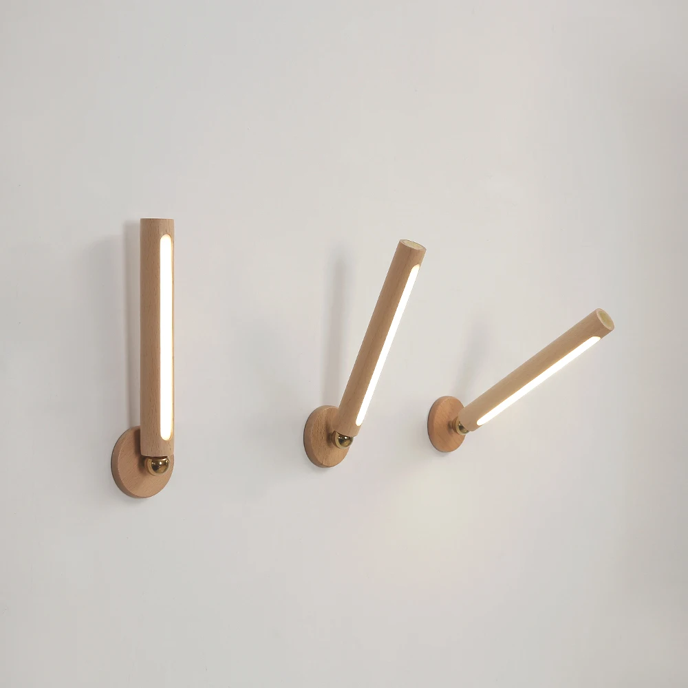 

Indoor Touch Wood Rotatable Charging Switch Lights Corridor Wall Night Brightness Adjustable 360° Wall Decor Wall Lamps Lamp