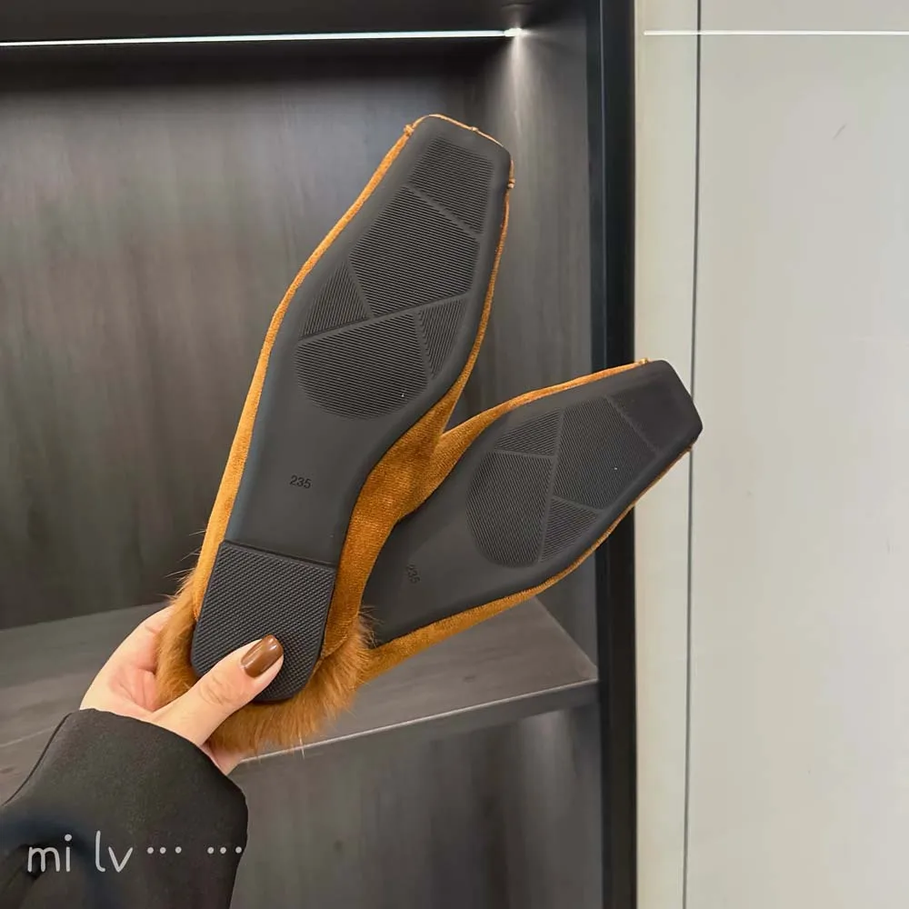 Женские тапочки с круглым носком из флока