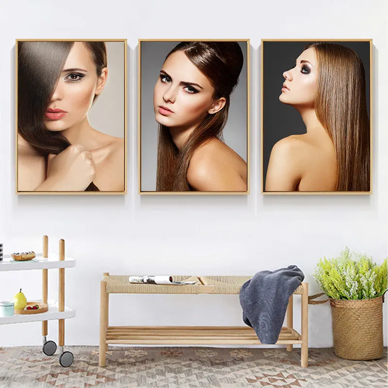 

Hair Salon Decoration Canvas Painting Barber Shop Styling Wall Art Painting Poster Modern Hair Salon Dyed Hair Wall Art Living
