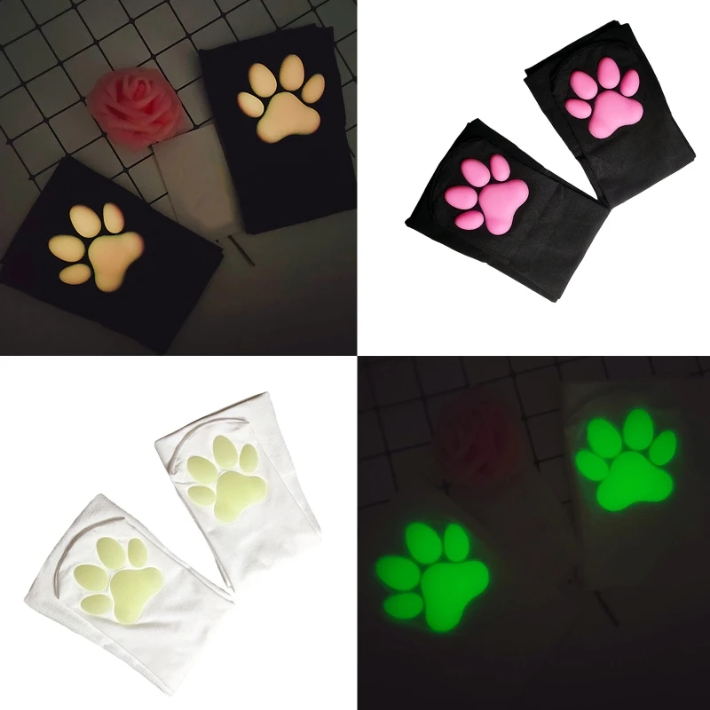 Women  for CAT Paw Thigh High Stockings Luminous 3D Kitten Claw Cushion Cosplay Anti Slip Over Knee Long Socks Hos 37JB
