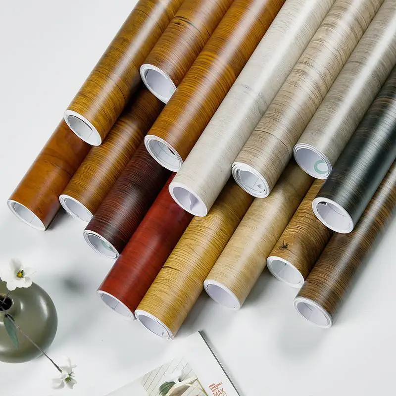 

Eco-friendly Wood Stripe Home Wall Paper for Furnitures Restore DIY Decorable Film PVC Self-adhesive Vinyl Wall Sticker In Rolls