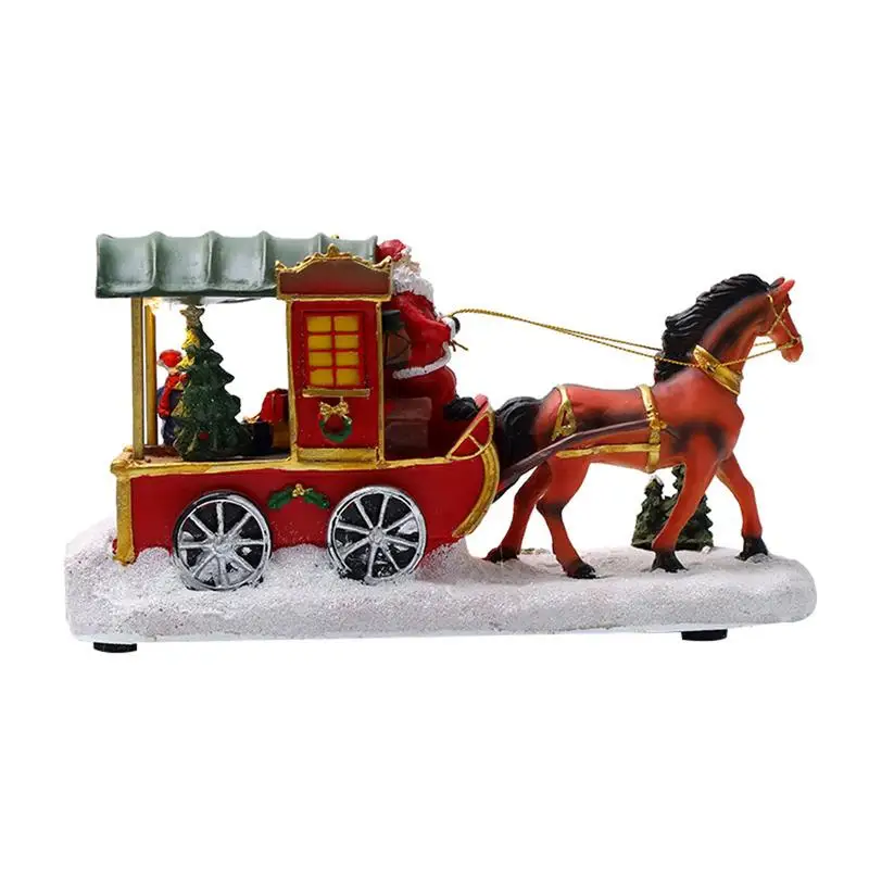 

Декор для стола, сани, каретки, Рождественский Декор для тележек с рисунком Санты, лошади, подсвеченные музыкальные каретки, рождественские ...