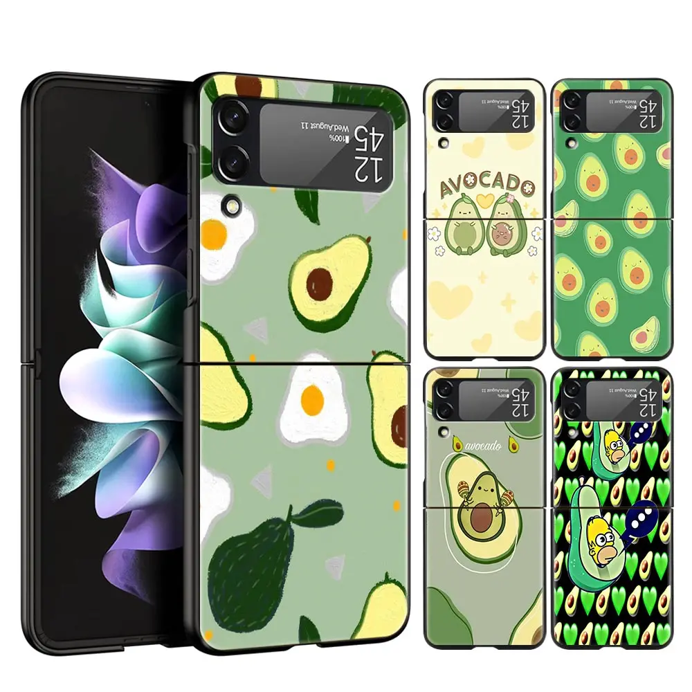 

Твердый чехол для телефона из поликарбоната с авокадо для Samsung Galaxy Z, откидной черный чехол для Galaxy Z Flip 3, складной противоударный чехол, чехл...