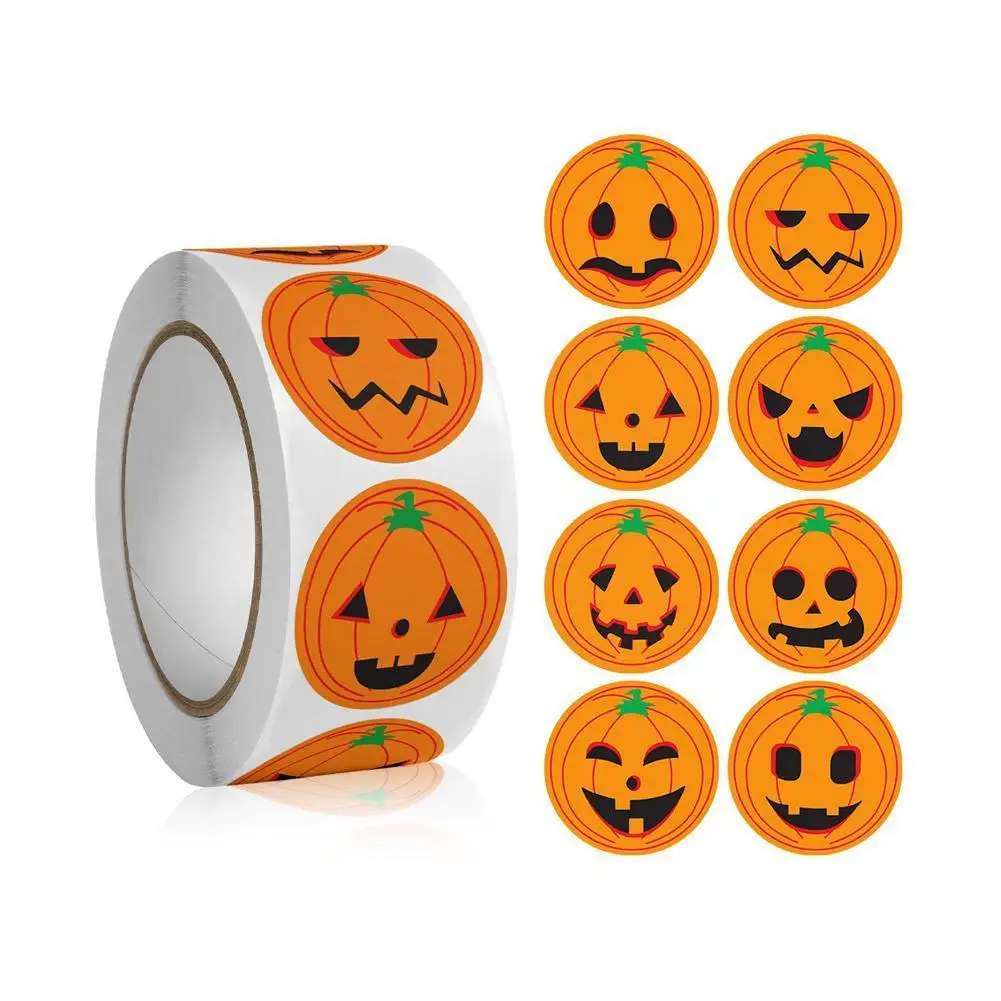 

Halloween Stickers Funny Pumpkin Emote Ghost Paper Stickers For Gift Packing Bag Candy Snack Goodie Gift Paper Bag Sticker U6Y0