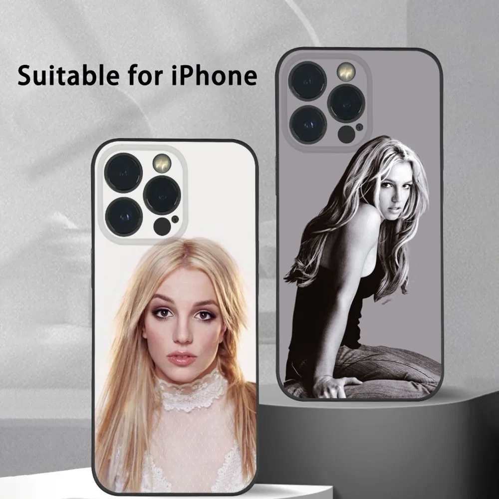 Чехол для телефона Singer B-Britney Spears iPhone 15 14 13 12 11 Pro Xs Max Mini XR X 7 8 Plus черный матовый