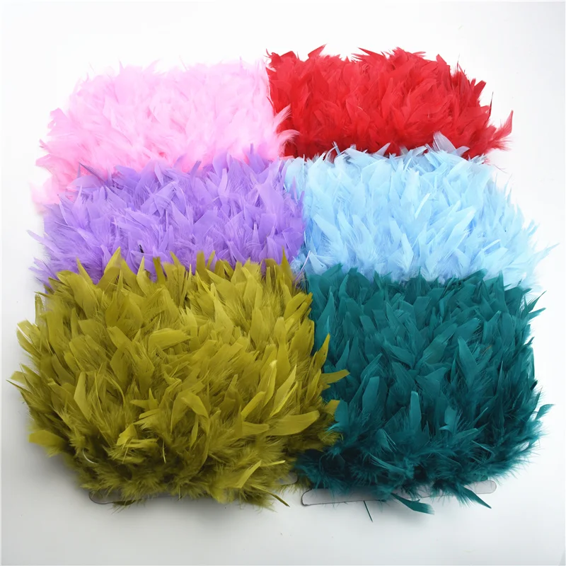 

10Meters Fluffy Colorful Turkey Feathers Fringe Trim Turkey Feather Trim Feathers for Crafts Ribbon Plume Decoration Decor Diy