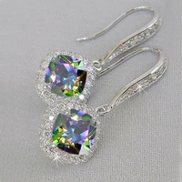 high end atmosphere versatile square zircon earrings european and american womens first jewelry