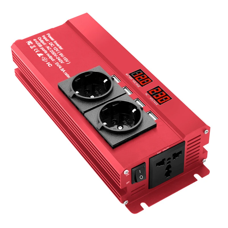 Инвертор от 12 В до 220 1600 Вт инвертор мощности вилка европейского стандарта 3