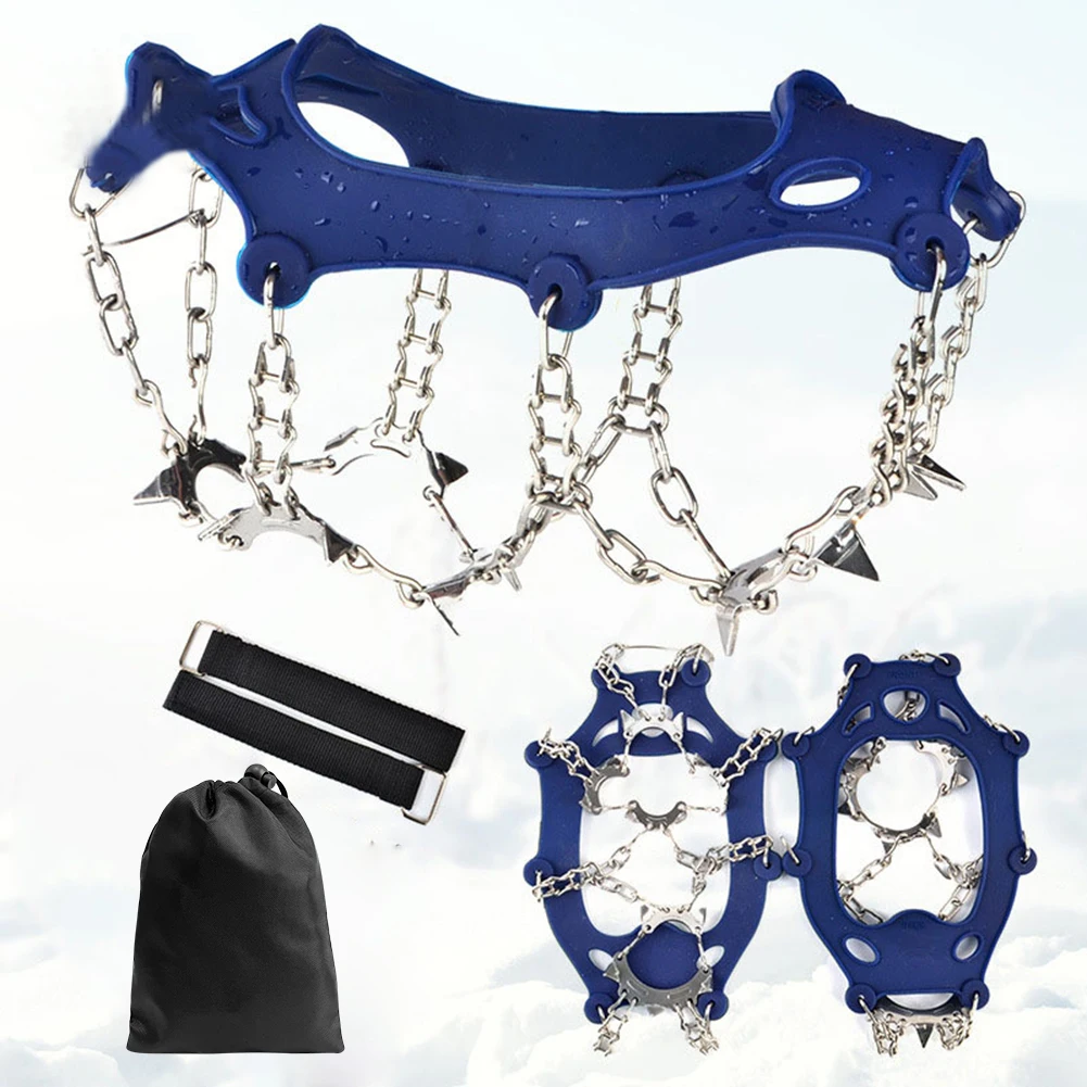 

13 шипов обувь с шипами Нескользящие захваты для льда шипы Двойные цепи Снежная обувь крышка износостойкое зимнее Уличное оборудование