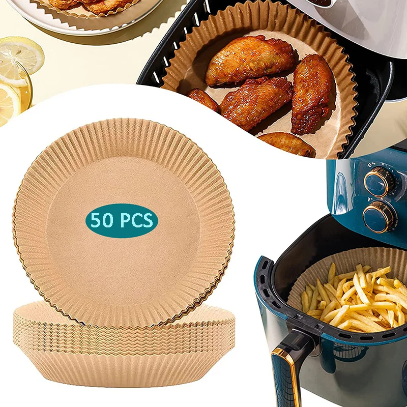 

Disposable Air Fryer Paper Liner Non-Stick Baking Mat Steamer Round Air Fryer Liner Oil-proof AirFryer Paper Kitchen Accessories