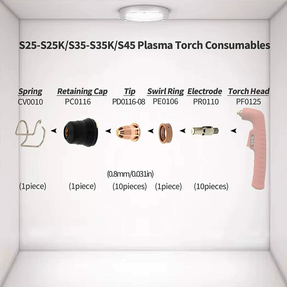 

Plasma Torch Kit Plasma Cutter Set Industry 24 Pcs Accessories Electrod