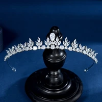 hibride full cz pave wedding hair accessories brides crowns for women tiaras zirconia hairbands crystal hair jewelry c 123