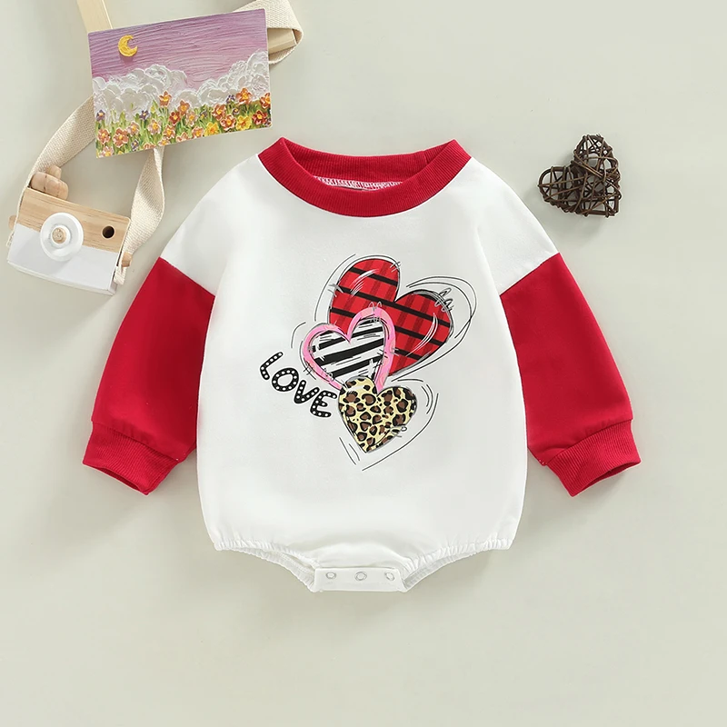

Lovely Newborn Baby Boys Girls Romper Casual Autumn Winter Toddler Long Sleeve Love Print Bodysuit Children Cotton Outwear