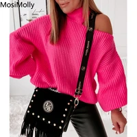 2022 sweater women jumper pullover halter neck long sleeve casual sweater knitting sweater rose sweater