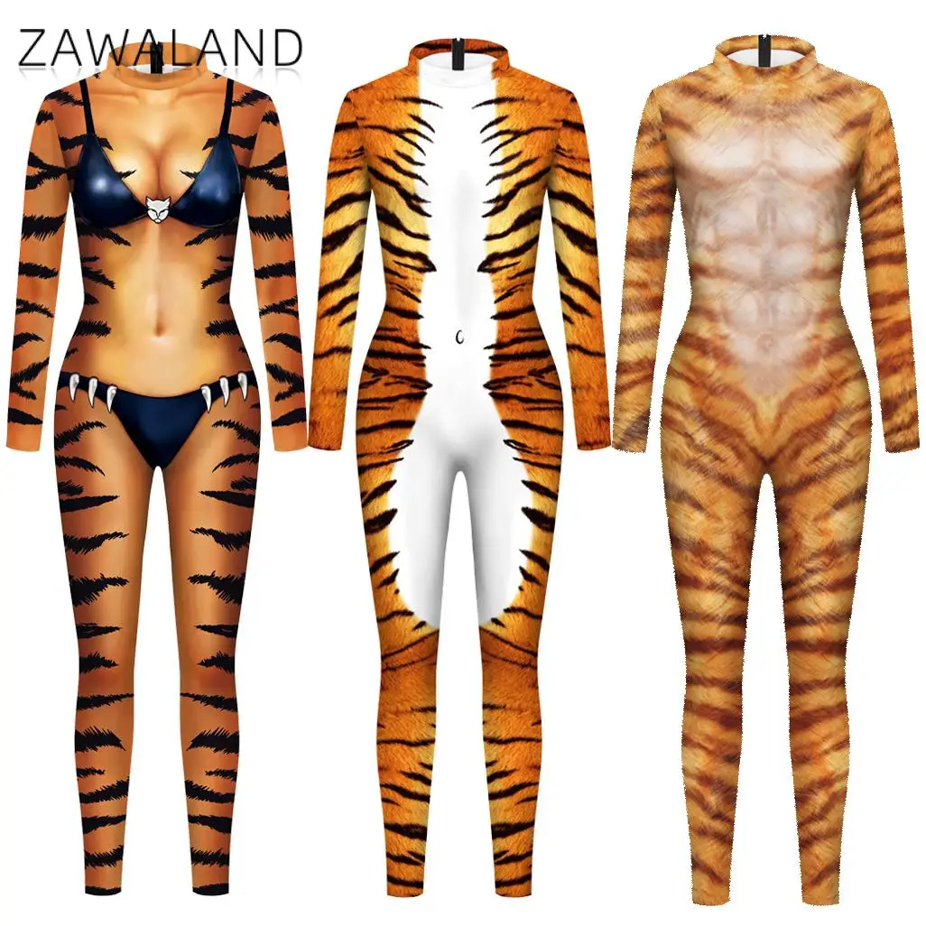 

Zawaland Halloween Costumes For Women Cosplay Animal Leopard Print Long Sleeve Carnival Zentai Catsuits Bodysuits Fancy Outfits