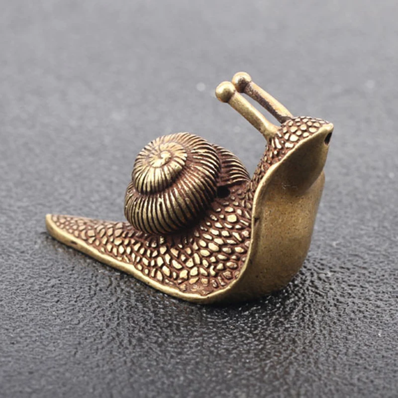 

Retro Solid Pure Brass Snail Figurines Miniature Simulation Animal Desk Home Decor Ornament Table Tea Pets Antique Copper Crafts