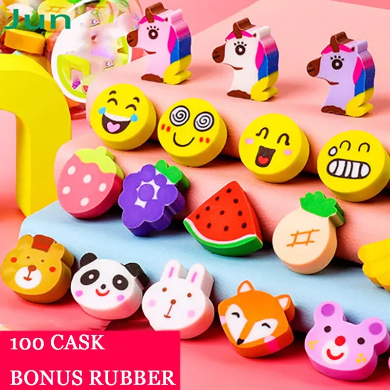 

50Pcs/100 Pcs Cute Fruit Cuisine Shape Rubber Eraser Student Learning Stationery for Child Creative Gift Kids Eraser Novelty