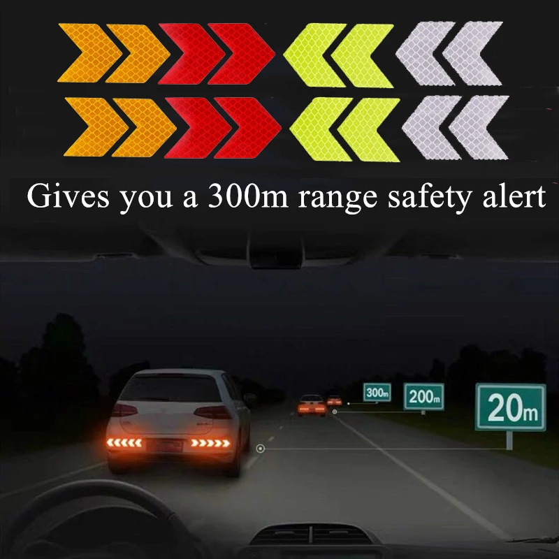 

10 шт., светоотражающие автомобильные наклейки со стрелками