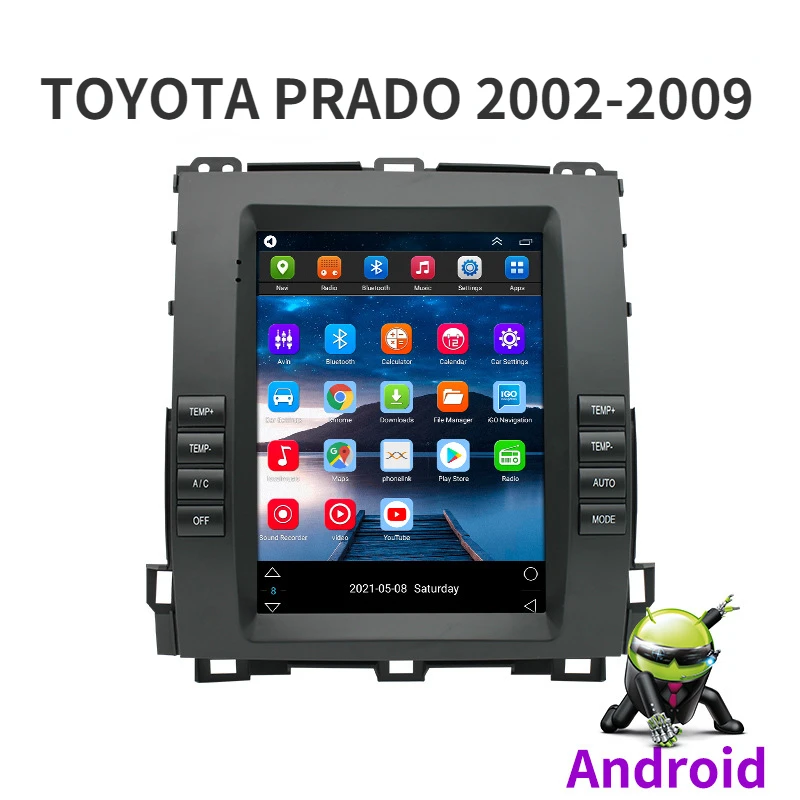 

Android Car GPS Navigation Tesla Style Multimedia Player for TOYOTA PRADO 2002-2009 Auto Radio Stereo with BT WiFi Mirror Link
