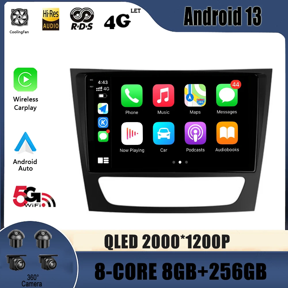 

Автомагнитола мультимедийный видео GPS для Mercedes Benz E Class S211 W211 CLS Class C219 2002 - 2010 Android 13 навигация No 2 Din DVD