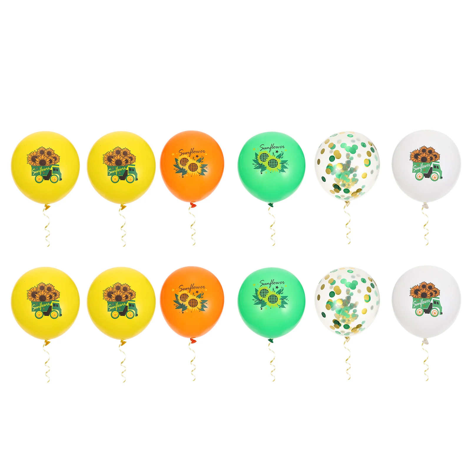 

12pcs Party Decor Balloons Sunflower Pattern Layout Balloons Decorative Balloons for Hotel Restaurant
