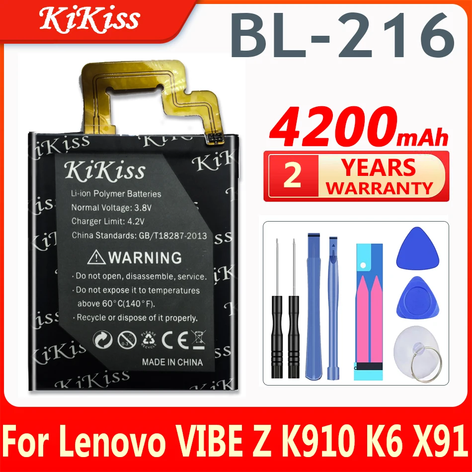 

4200mAh BL216 Battery for Lenovo VIBE Z K910 K6 X910 K910e BL-216 Bl 216 Replacement Batteria +free Tools