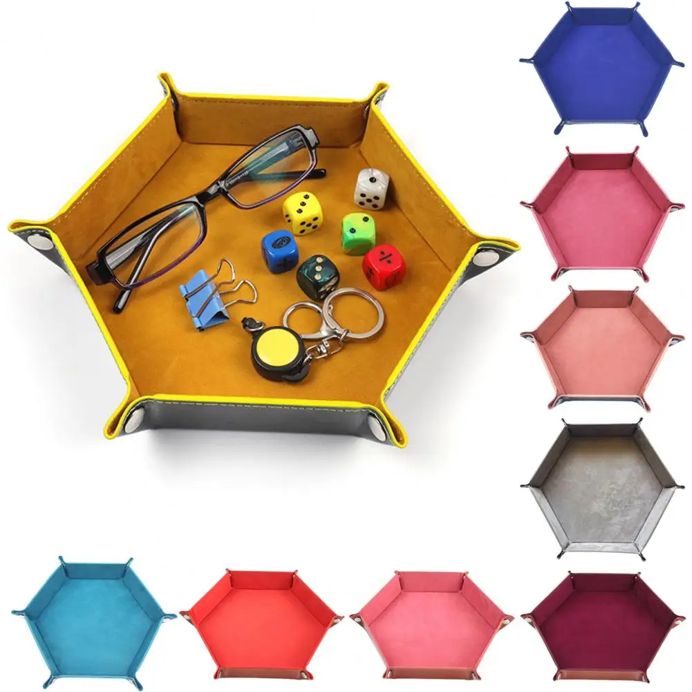 

Candy Jewelry Storage Tray Foldable Faux Leather Assorted Dice Shape Organizer Holder Household Supply Dice Tray Box PU Leather