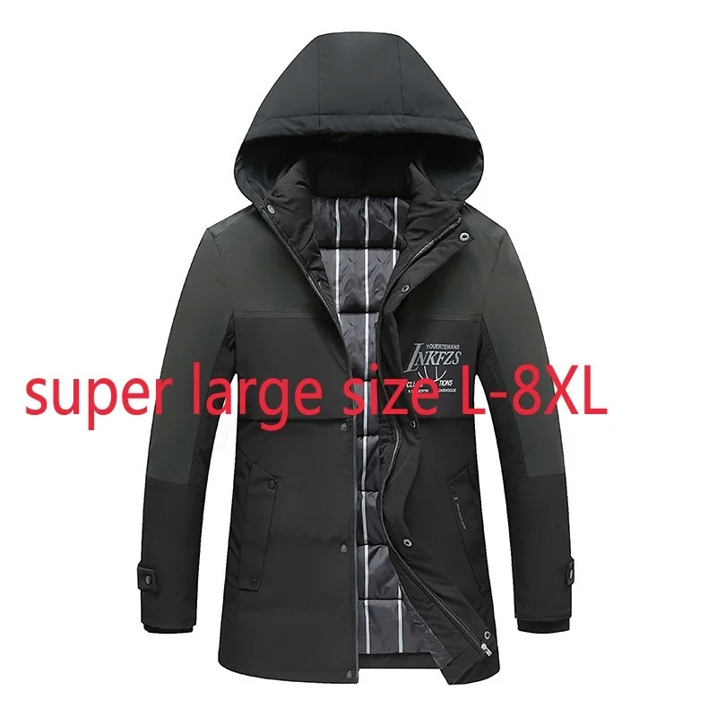 Super Large High Quality Autumn New Winter Men Long Hooded Cotton Padded Jacket Youth Fashion Casual Thick Plus Size L-7XL 8XL