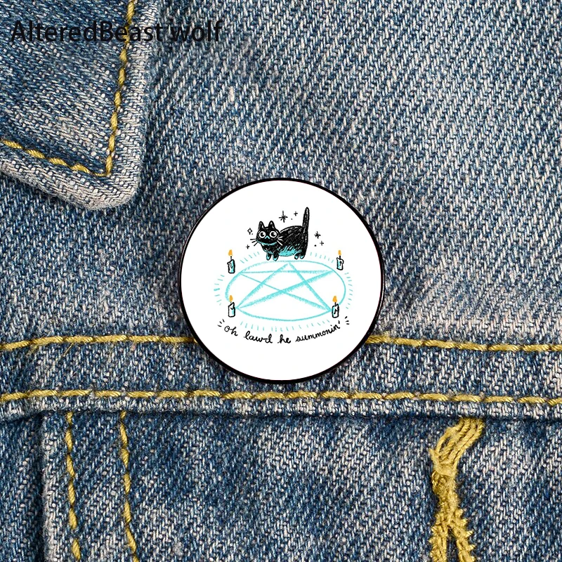 

Cat Lawd He Summonin Pin Custom Funny Brooches Shirt Lapel Bag Cute Badge Cartoon Cute Jewelry Gift for Lover Girl Friends