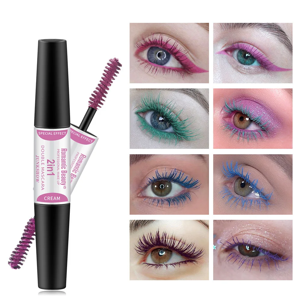 

4D Silk Fiber Mascara Lengthening Waterproof Fast Dry Eyelashes Curls Extension Make Up Mascara Double Head Spiral Brush Mascara