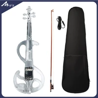 mugig 44 electric violin transparent acrylic body with violin bow case colors led lights crystal classic stringed type 9