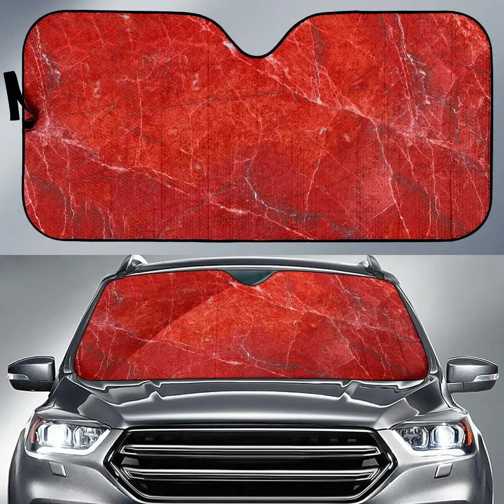 

Red Marble Print Car Sun Shade