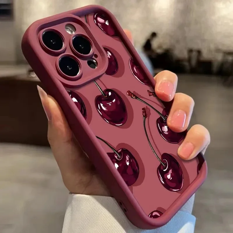 Фото Чехол Retro Wine Red Cherry для OPPO Reno 13F 12F 11F 8 10 11 12 13 14 Pro 5G Reno 7 4G 5 6 Lite A79 A78 A58 A77 A57 A98 A38 A18 №2