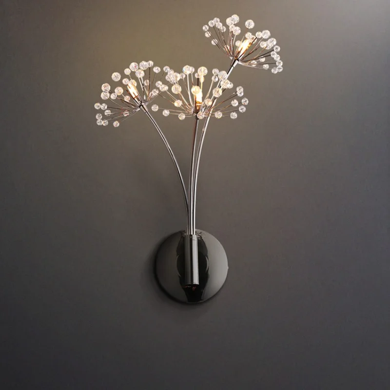 

Nordic Modern Simple Design Bedroom Bedside Lamp Living Room TV Wall Decorative Painting Aisle Light Luxury Crystal Wall Lamp