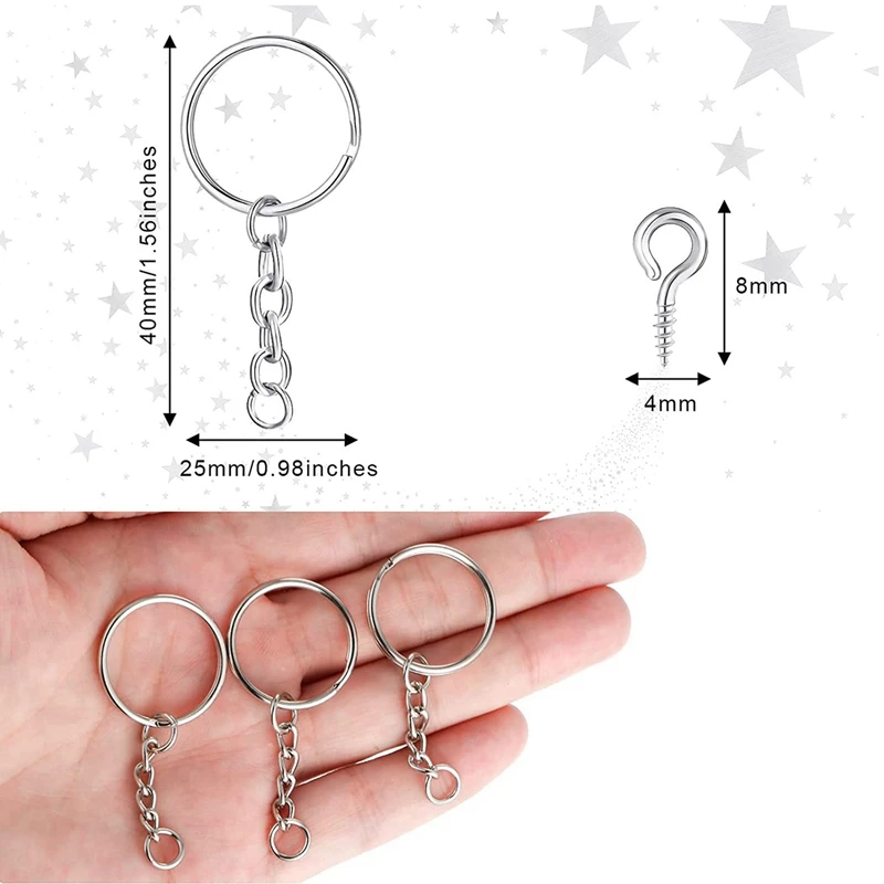 720 Pcs Keychain Rings Kit Including Open Jump Rings Connectors Bulk And Screw Eye Pins Hooks For DIY Crafts Silver