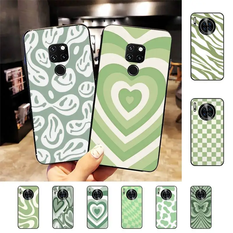 

Sage Green Swirl Aesthetic Phone Case For Huawei Nova 3I 3E mate 20lite 20Pro 10lite Luxury funda case