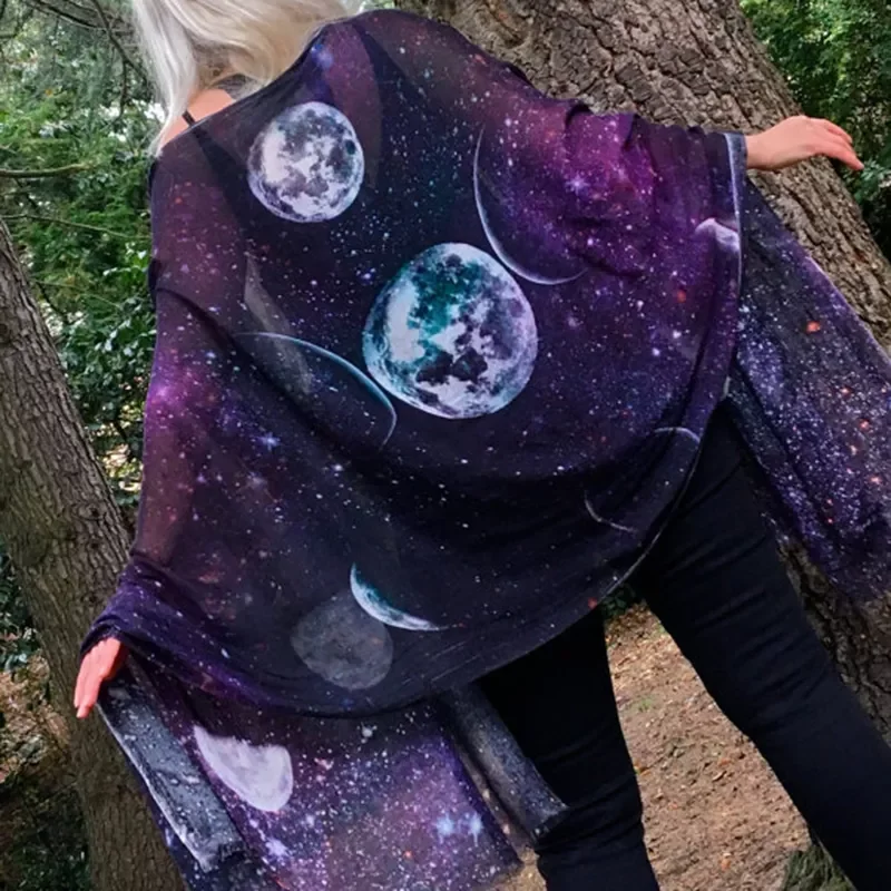

Gothic Pashmina Shawl Starry sky Women Print Square Scarf Fashion Long Poncho Thin Purple 160cm Echarpe Femme Wholesaler