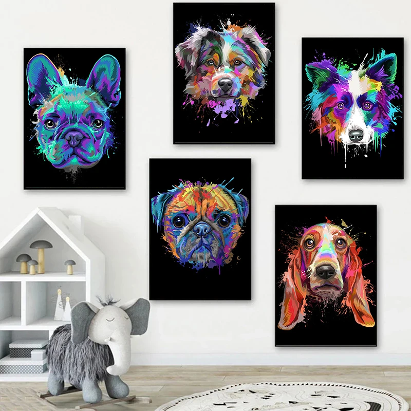 

Портрет собаки, художественный постер, печать на холсте, живопись для спальни, украшение для дома, Настенная картина без рамки