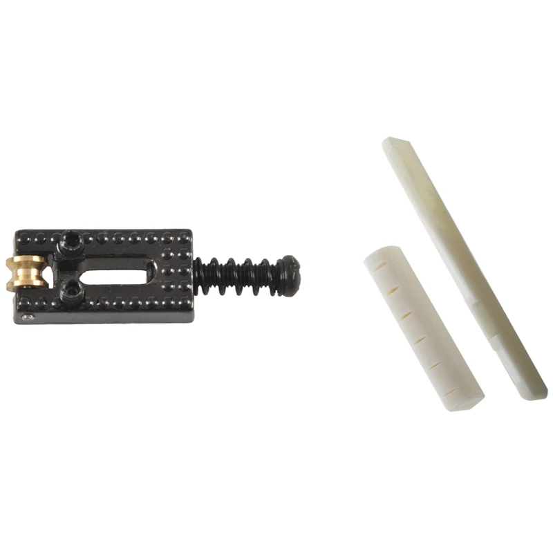 

2 X Guitar Strings Pillow Top And Bottom Bone Bridge With 6 Roller Bridge Tremolo Saddles And Wrench
