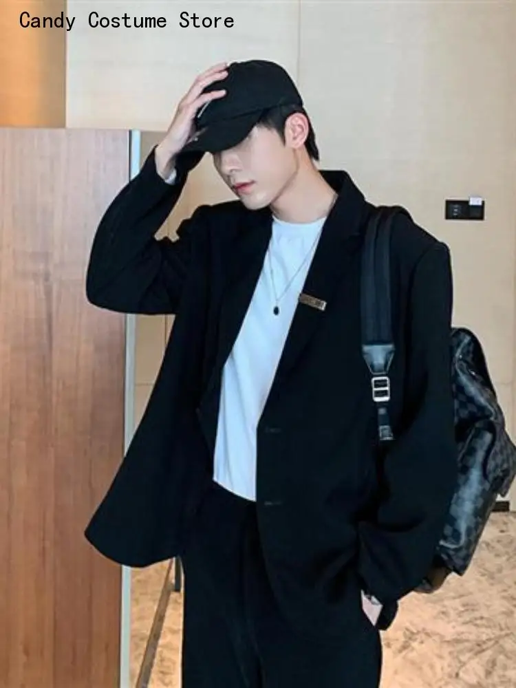 Dk Uniform Jacket Trousers Men's Blazer Suit Korean Trend Handsome High Street Casual 2Pcs Set Hong Kong Style Handsome