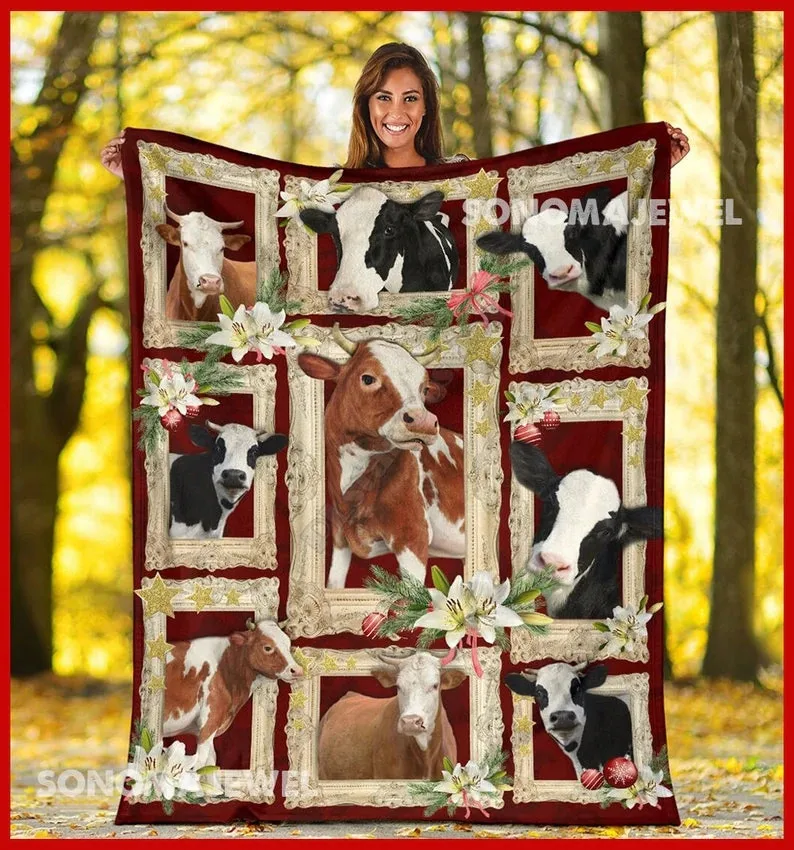 All I Want For Christmas Is Cow Quilt Fleece Blanket - Goat Blanket 3D All Over Printed Sherpa Blanket on Bed Home Textiles